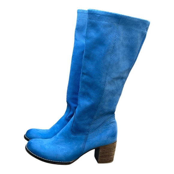 Zopato Hand Made Italian Suede Tall Boots Colbalt Blue - Picture 7 of 10